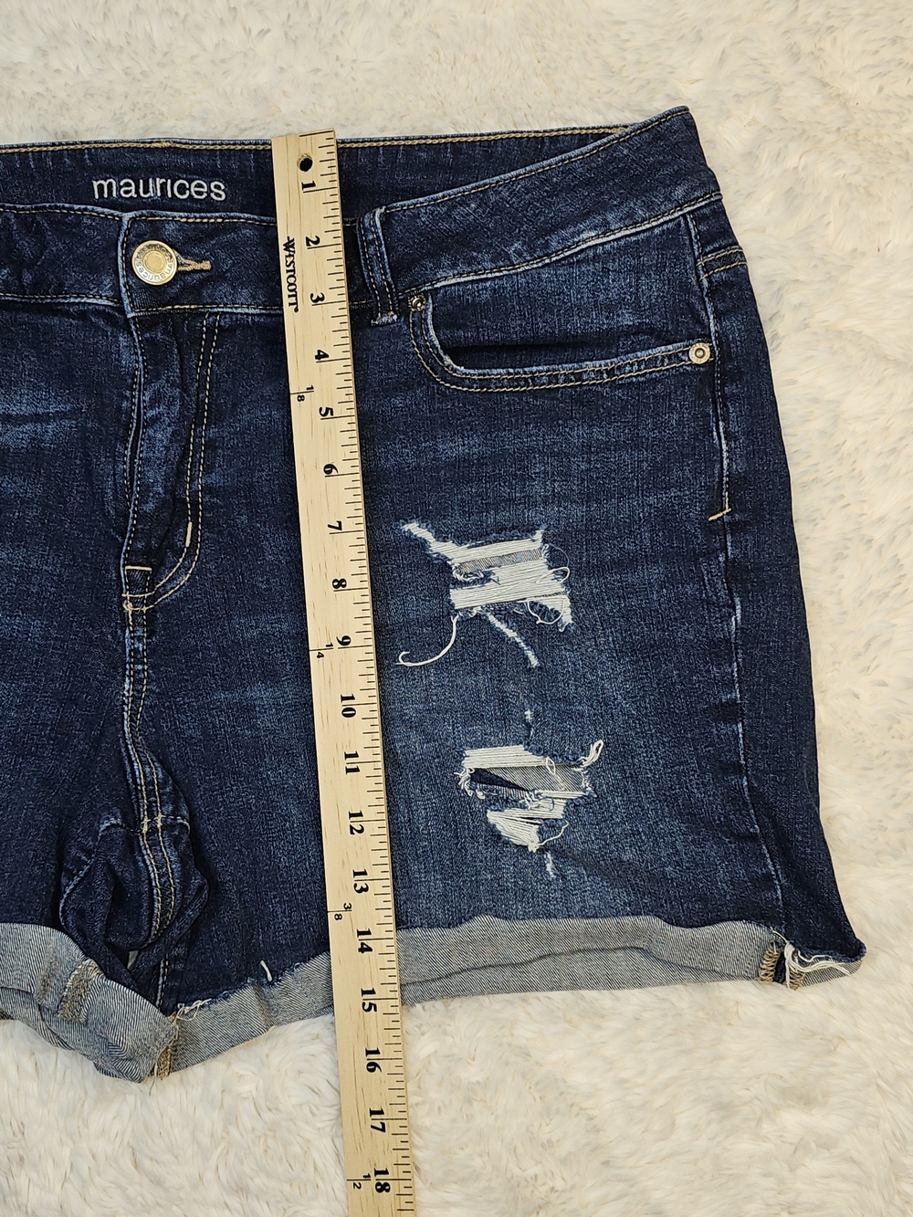 Maurices Dark Blue Distressed Denim Women's Shorts-20W